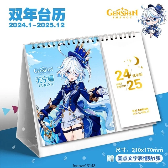 GENSHIN IMPACT FURINA 2024 Years Desk Calendar Calendar Desktop 19.99