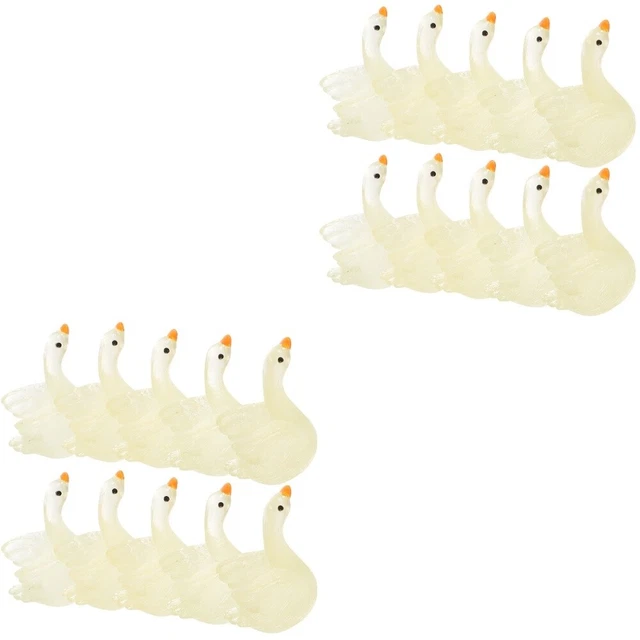 20 Pcs Ornement De Cygne Lumineux Résine Petite Statue Figurines Miniatures