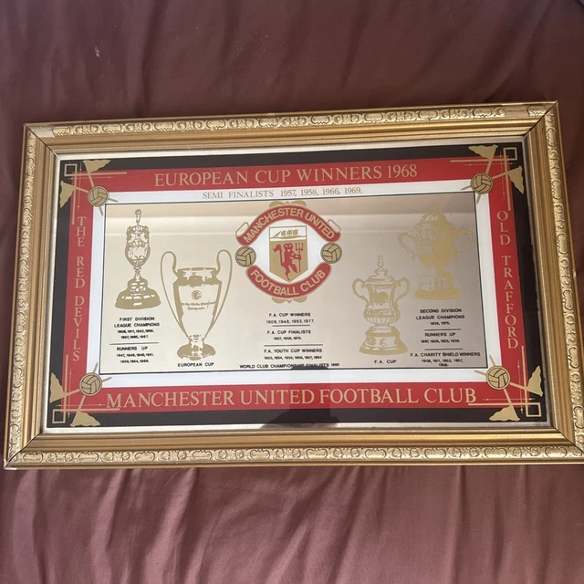 MANCHESTER UNITED EUROPEAN Cup Winners 1968 Football Pennant Box 9