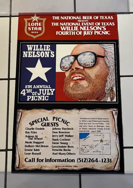 Willie Nelson Poster 4Th Of July Picnic  Lone Star Beer Poster Willie Poster