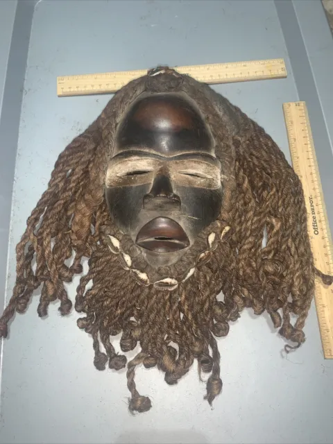 Dan Mask with Cowries and Rope Beard African mask great size OFFERS #13