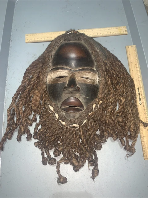 Dan Mask with Cowries and Rope Beard African mask great size OFFERS #13