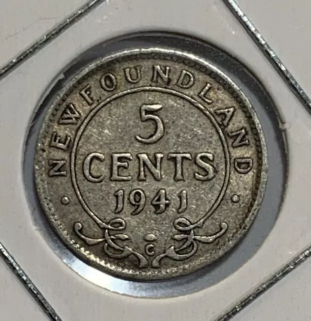 1941 Newfoundland 5 Cents - George VI 0.925 Silver Coin