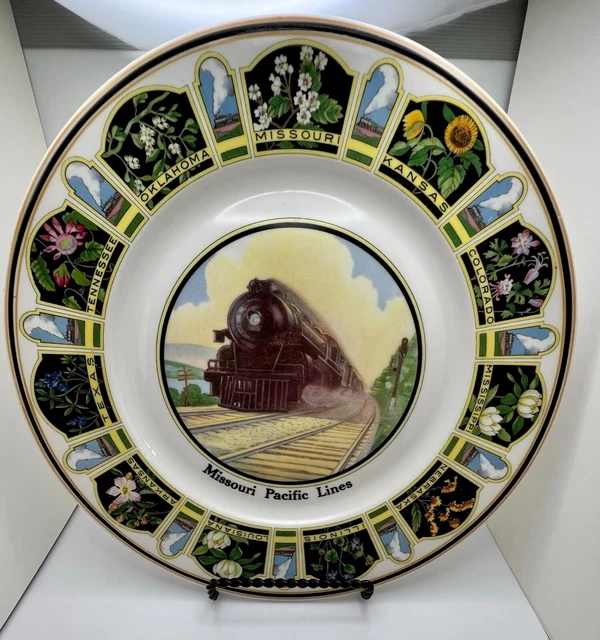 Vintage UP Co SYRACUSE China MISSOURI PACIFIC LINES State Flowers 10 1/2" Plate