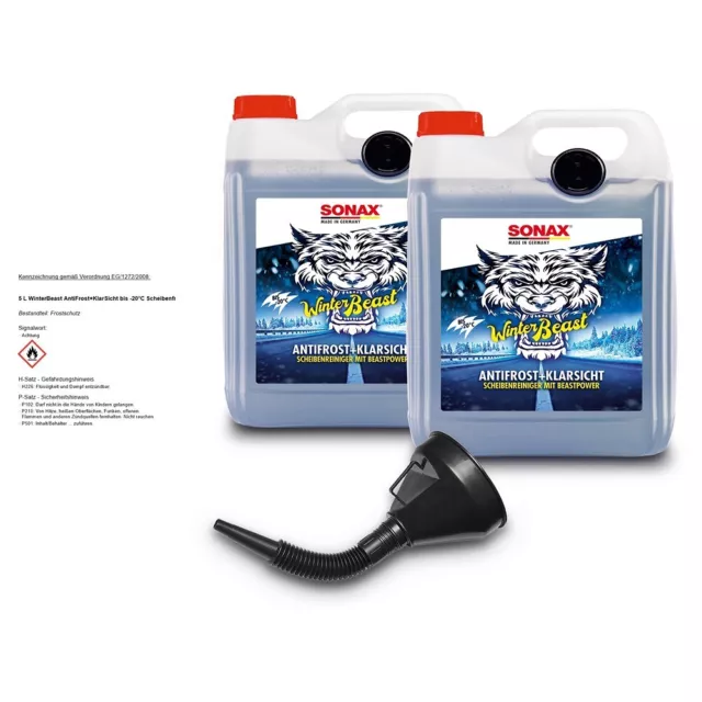 2x 5 L LITER SONAX WINTERBEAST ANTIFROST+KLARSICHT SCHEIBENFROSTSCHUTZ BIS -20°C