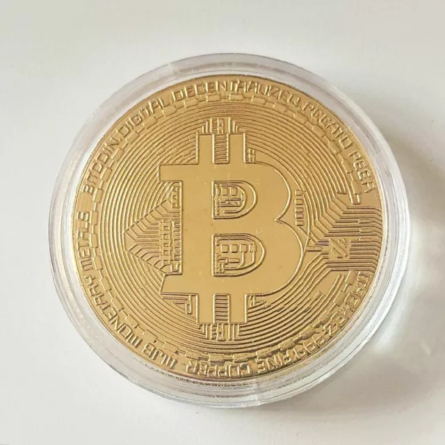 Commemorative Token Cryptocurrency Bitcoin Gold Symbol. Souvenir Collection