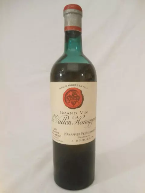 haut-médoc le vallon hanappier rouge 1937 - bordeaux - une bouteille de vin