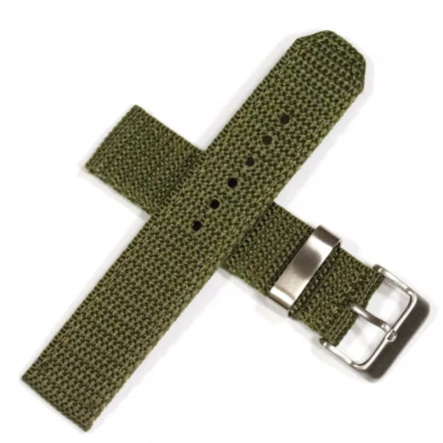 Khaki Green Nylon Army Military Mens Watch Strap Band 18mm 20mm 22 Fabric Canvas