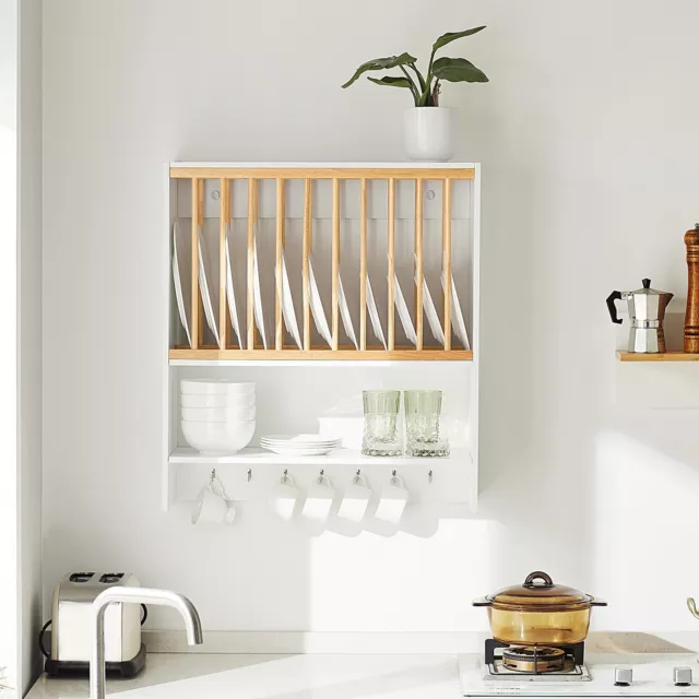 SoBuy Wall Mounted Kitchen Plate Cup Rack, Kitchen Wall Shelf, KCR09-W,UK