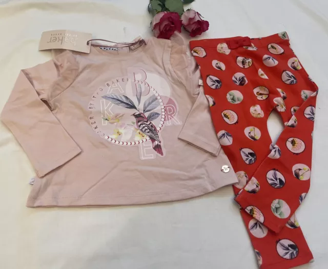NUOVO set top e leggings Ted Baker per bambine a tema pappagallo età 12-18 mesi