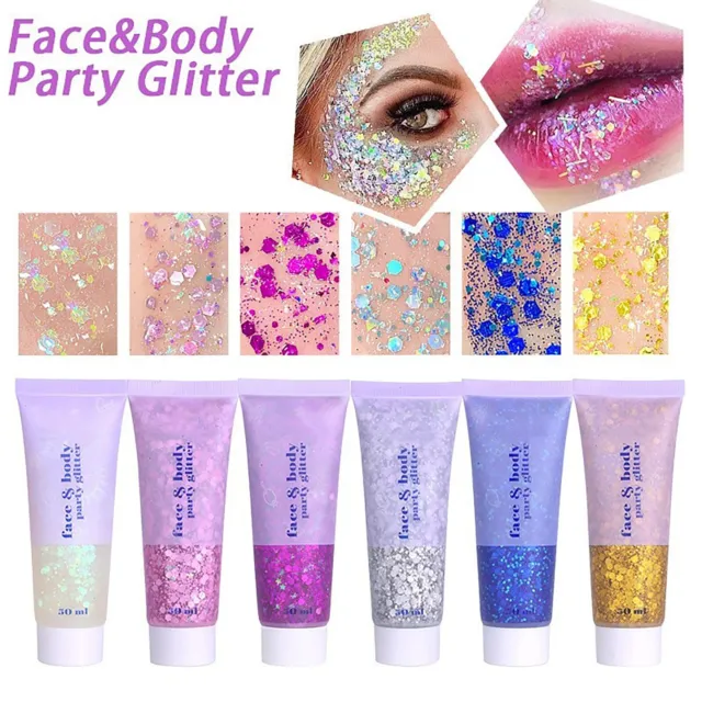Body Glitter Gel Face Glitters Body Gel Sequins Liquid Eyeshadow Chunky  Glitter