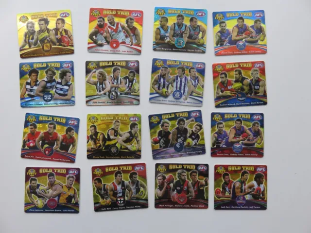 2006 Smiths Chips. Afl Footy Tazo. Gold Trio. Complete Set Of 16. Like New.