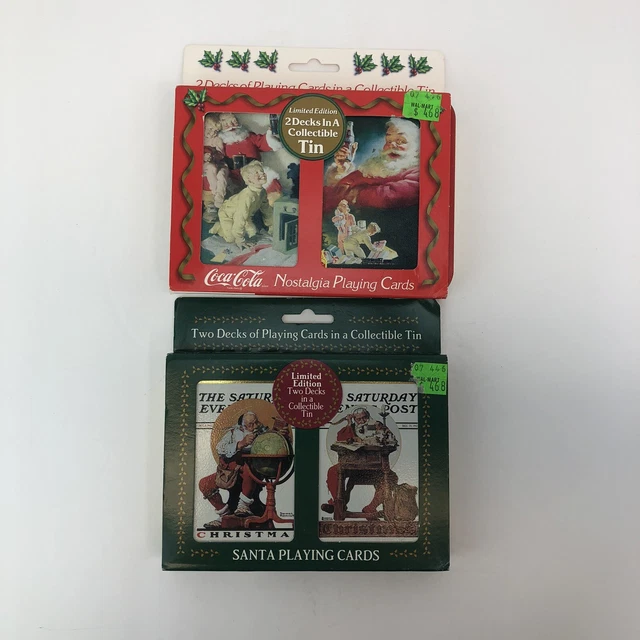 Vintage Coca Cola Nostalgia Santa Clause Norman Rockwell Playing Cards 4 Packs