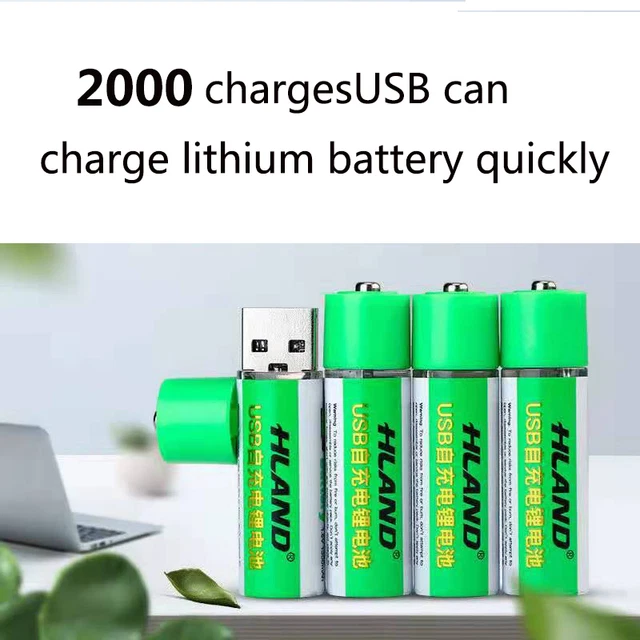 Batteria ricaricabile agli ioni di litio USB di grande capacità 1.5V AA 1300mAh