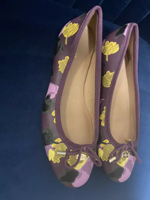 Coach Lara Floral  flats Size 6.5 M Plum Q8112 Genuine leather