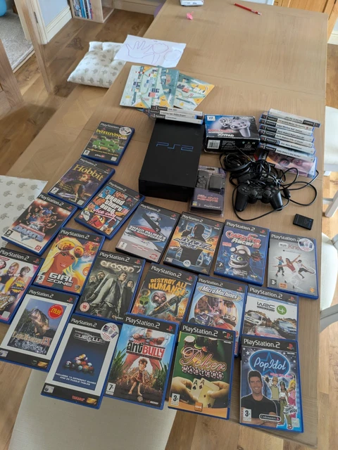 SONY PLAYSTATION 2 PS2 Console Bundle 2 Controllers, 25 Games Great ...