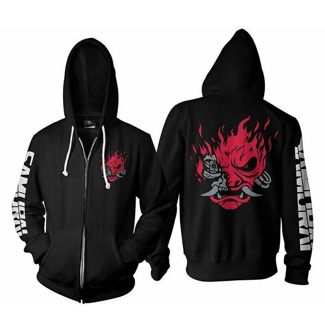 Game Cyber Punk 2077 Samurai Hoodie Cosplay Men Print Sweatshirt Pullover Jacket