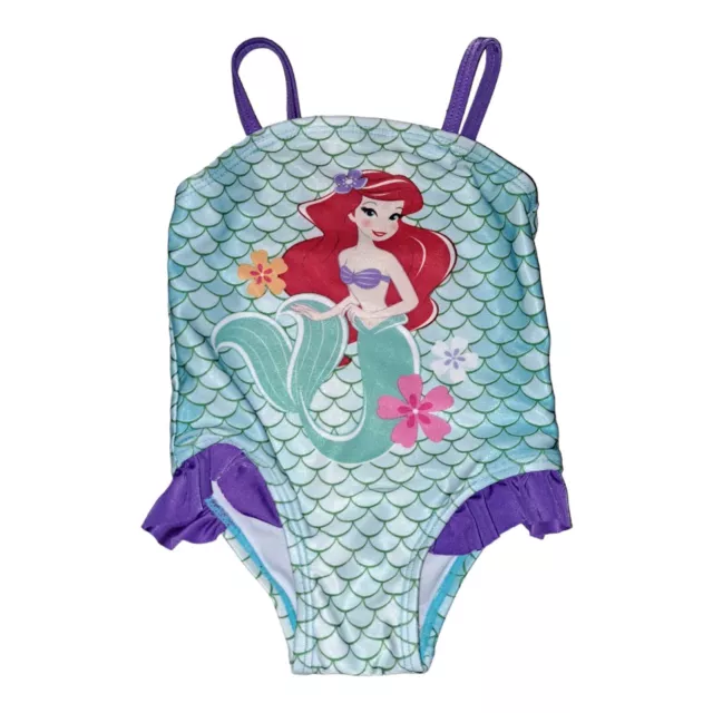 DISNEY BABY LITTLE Mermaid Bathing Swim Suit One Piece Ruffle Girls 6-9 ...
