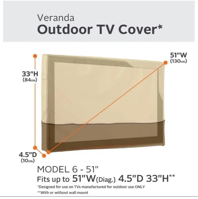 Classic Accessories Veranda Outdoor TV Cover, Model 6 Fits up to 51" x 33" x 4"