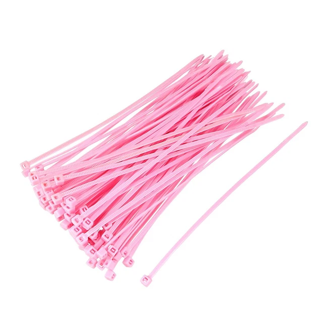 100 pezzi fascette di ricambio 150 mm x 2,5 mm nylon autofissante rosa