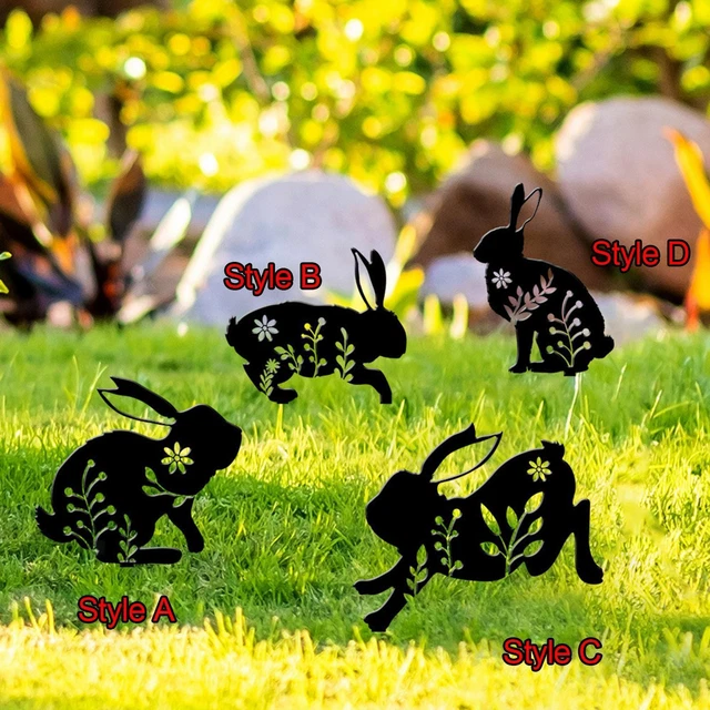 Easter Bunny Silhouette Stake Lawn Ornaments Garden Animal Statue Silhouette