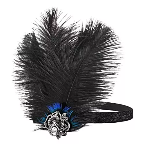1920s Headpieces Flapper Head Bands Gatsby Headbands Peacock Feather Headpiece 2