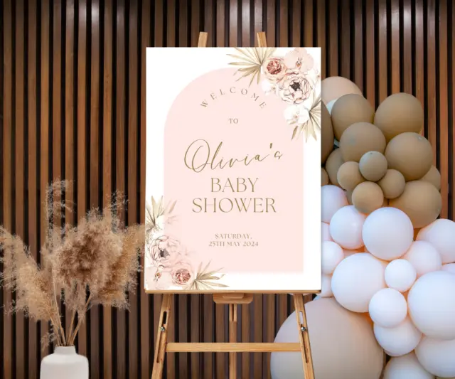 Printable A1 Custom Personalised Bridal or Baby Shower WELCOME SIGN pink