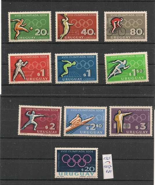 16/1123) Uruguay 1012-1021 Olympiade 1964 Fußball Radfahren Boxen Rudern Fechten