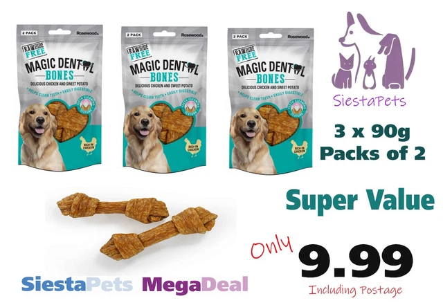 Rosewood Rawhide Free Magic Dental Bones 2pk x 3 packs