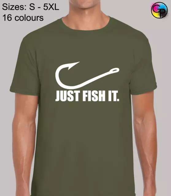 Just Fish It Fishing Fisherman Carp Regular Fit T-Shirt Top TShirt Tee for Men