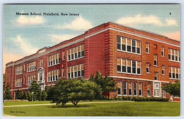 Plainfield*New Jersey*Nj*Maxson School*Vintage Linen Postcard Unused