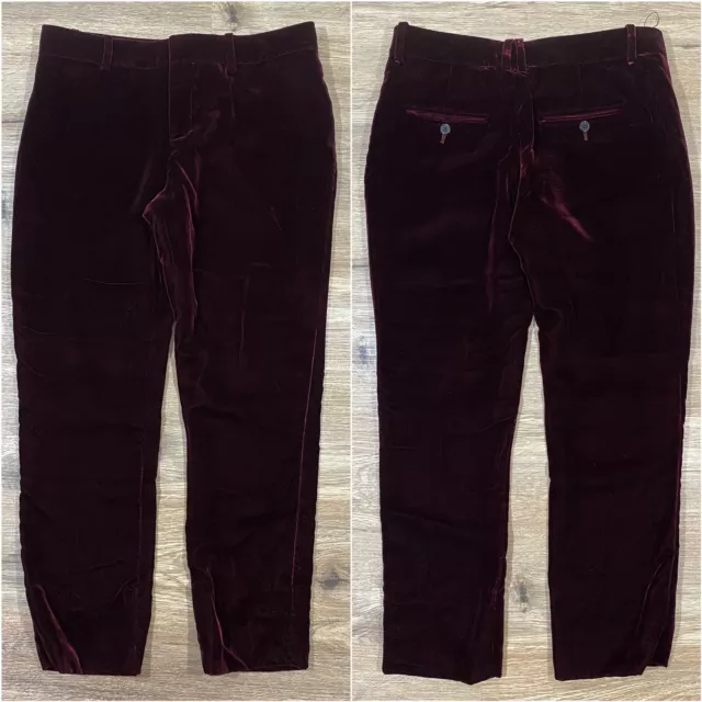 SAINT LAURENT Paris 2018 Burgundy Velvet Slim Pants F38 / US 4-6 Trousers