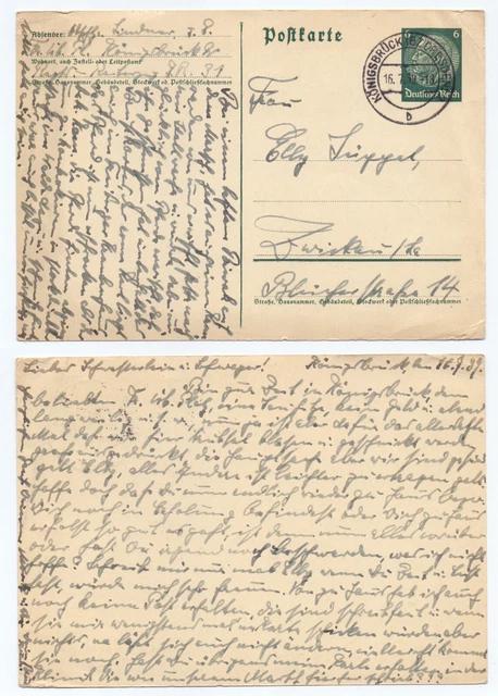 101272 - Ganzsache P 226 - Postkarte - Königsbrück 16.7.1939 nach Zwickau
