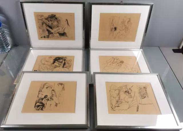 Lot 6 LITHOGRAPHIE 1968 d'apres PABLO PICASSO Reproductions EROTIQUES Papier P