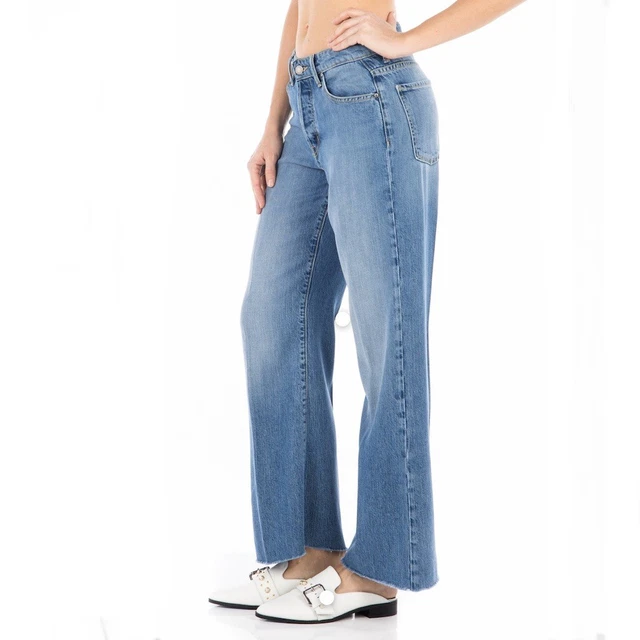 FIDELITY Talia Jeans In Harem Blue Wash High Waist Raw Hem On Trend 24 NWT