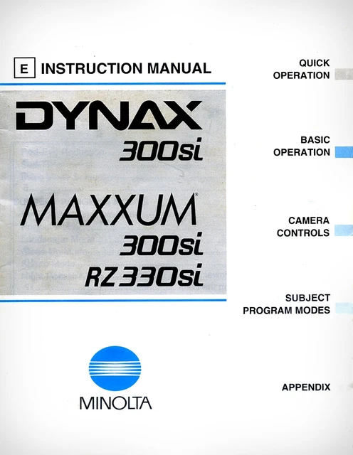 Minolta Dynax 300si Original Operating Manual Instructions User Guide Book