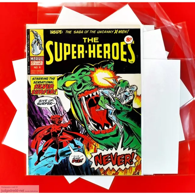 Magazine Bags ONLY -A4 Size0 Fits Marvel Super-Heroes Weekly UK Comic x 10 New