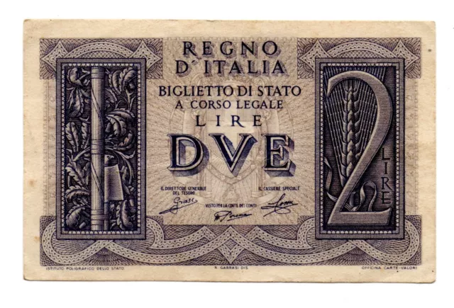 Regno D'italia - Banconota Da 2 Lire Del 1939