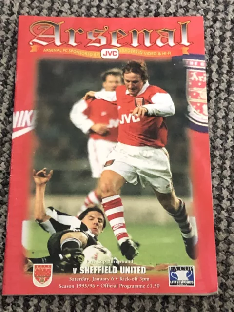 Arsenal v Sheffield United - FA Cup 3rd Round - Match Programme - 1995/96 Season