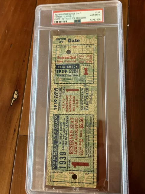 pop1 1939 World Series Game 1 Proof Full Ticket Lou Gehrig - Joe DiMaggio PSA pop1 1939 World Series Game 1 Proof Full Ticket Lou Gehrig - Joe DiMaggio PSA