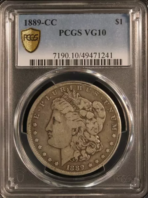 1889-CC $1 Morgan Silver Dollar - PCGS VG10 - KEY DATE Carson City Coin