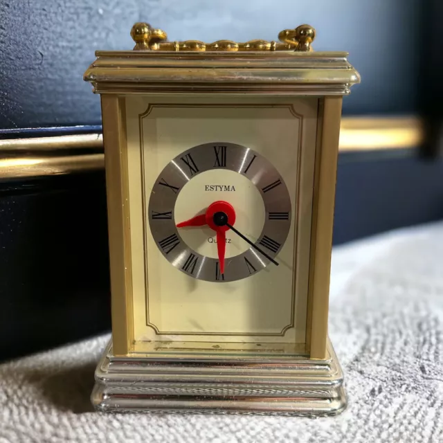 Vintage Retro Estyma Quartz Desk Clock  - Gold