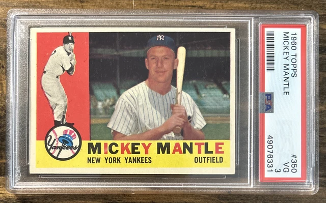 1960 Topps #350 Mickey Mantle PSA 3 VG Yankees HOF 1960 Topps #350 Mickey Mantle PSA 3 VG Yankees HOF