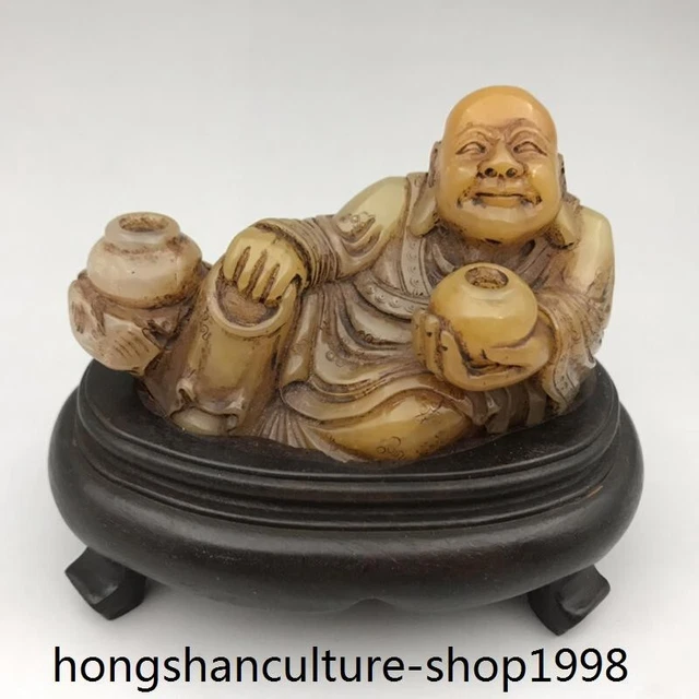 3'' Shoushan Stone Arhat Damo Bodhidharma Dharma Buddha monk seal Stamp signet