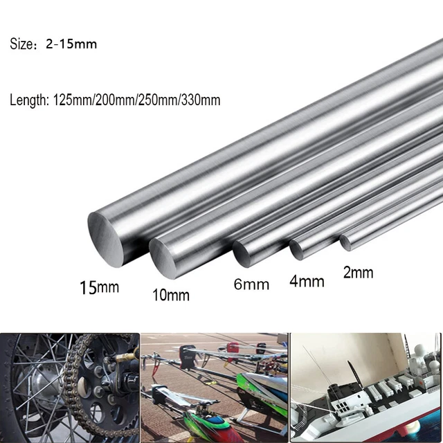 304 barre rotonde acciaio inox barre massicce diapositiva. 2 mm-15 mm lunghezza 125-330 mm