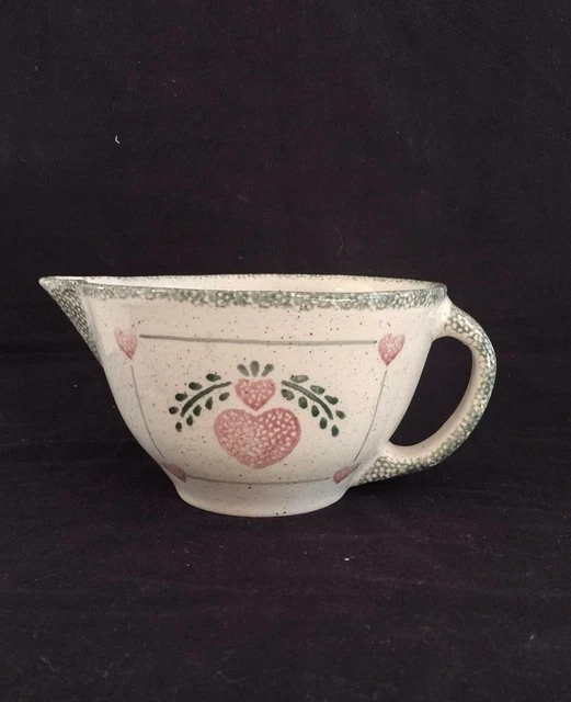 Vintage Ironstone Sponge Ware Heart Mixing Bowl with Pour Spout