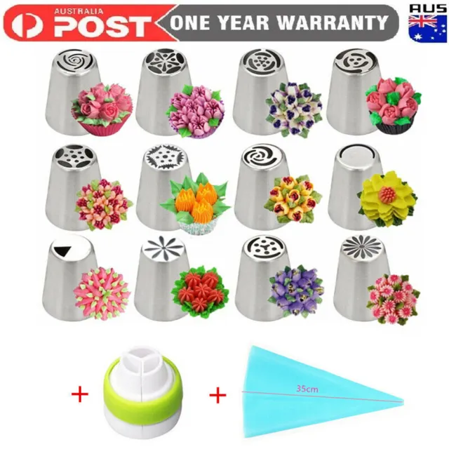 12Pcs Russian Icing Piping Nozzles Flower Cake Decorating Tips Pastry Tools Kit