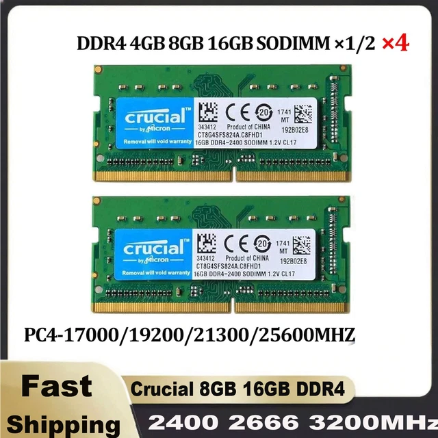 thumbnail image 2 of Crucial DDR4 Laptop RAM – 8GB Or 16GB (2400MHz, 2666MHz, 3200MHz) SO-DIMM 260-Pin 2 of 5