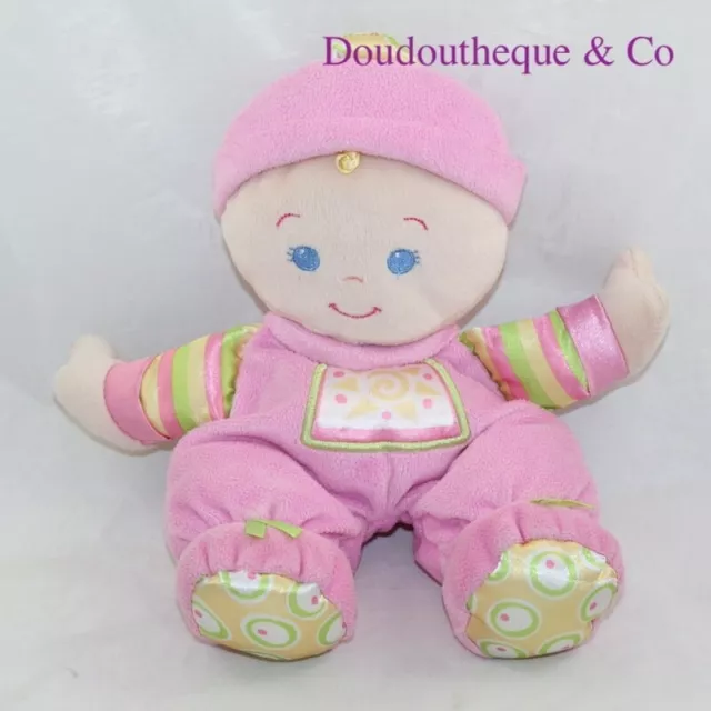 Doudou poupée FISHER PRICE rose grelot 28 cm (DOU)