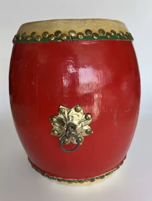 Vintage Chinese Red Lacquered Drum